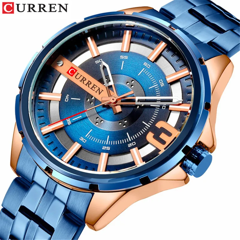 

CURREN 8333 Men Casual Sport Watch Waterproof Steel Strap Watches Mens Luxury Quartz Military Clock Wristwatches