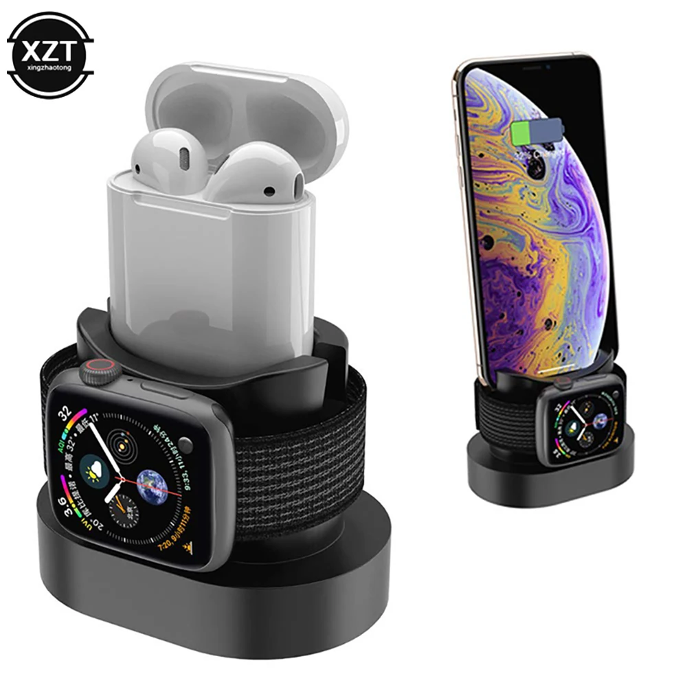 2 в 1 зарядная док-станция для Iphone X XS 8 Зарядная база Apple Watch 4 3 ночная подставка