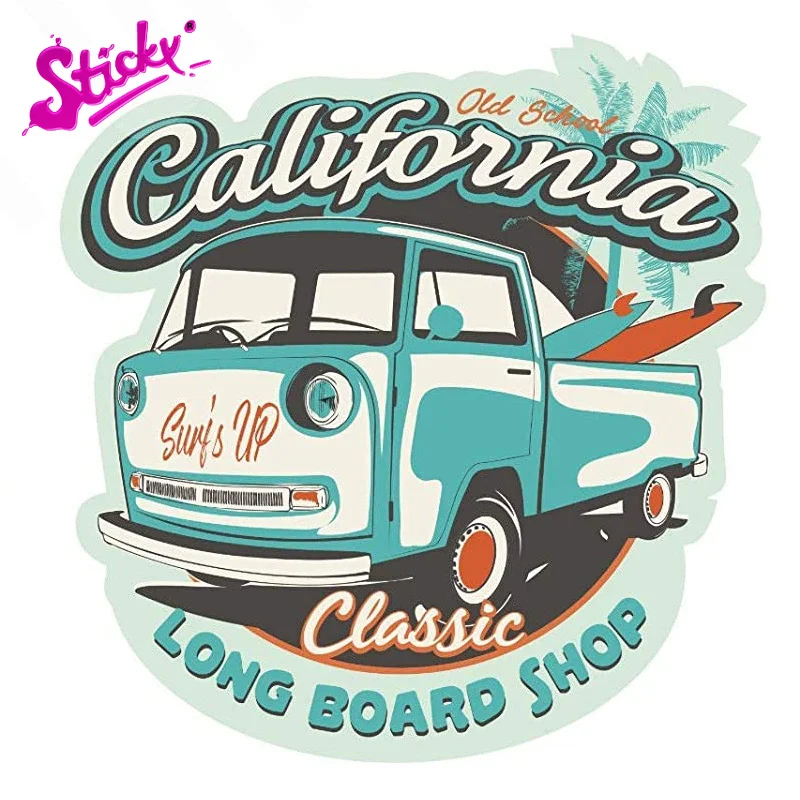 Стикер с изображением сёрф-автобуса Bulli USA Beach Surfing Board Hawaii Oldtimer Retro Car для автомобиля, ноутбука, шлема и багажника.