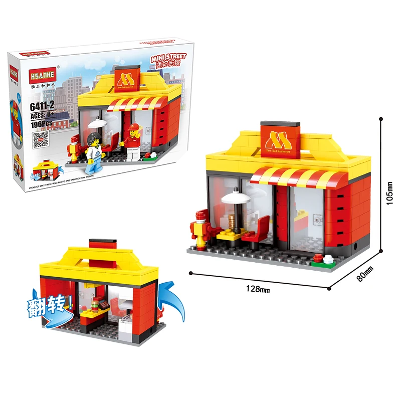 Розничная продажа 3D уличный магазин McDonald Cafe Apple Lepinblocks KFCE миниатюрный развивающий
