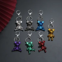 cute trendy violent bear keychain metal pendant car key chain men and women couple bag hanging decorative toy key ring