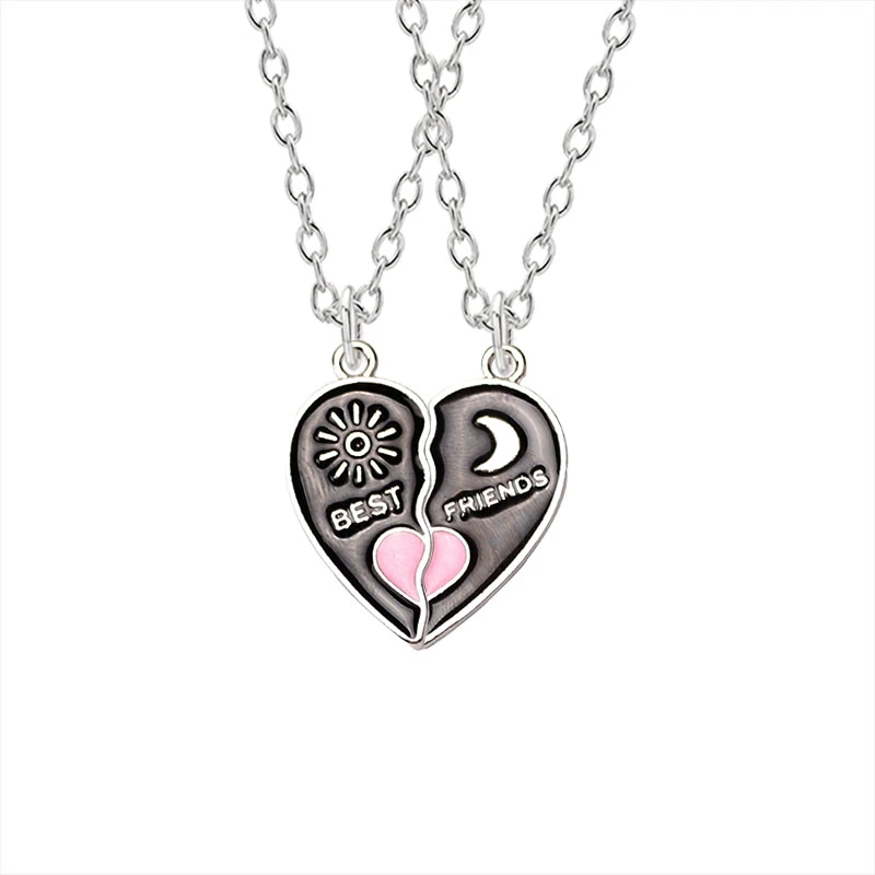 

2021 Fashion Best Friend Moon Necklace Heart-shaped Letter Pendant Women's Neck Chain Birthday Gift Retail And Wholesale