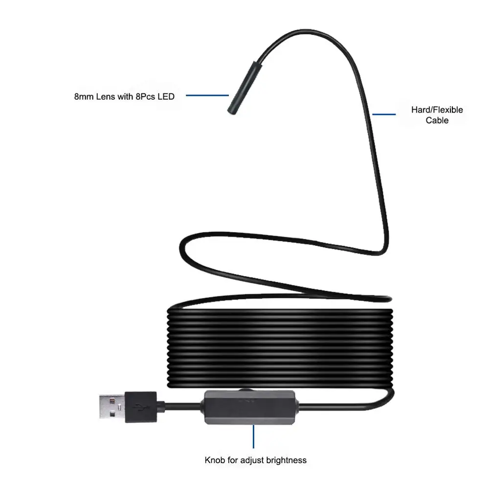 WI-FI эндоскоп Камера HD 1200P 10/5/3,5/2/1 м Мини Водонепроницаемый жесткий провод Беспроводной 8 мм 8 светодиодный бороскоп Камера для Android IOS Mac W
