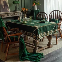 luxury high end dark green american velvet retro waterproof tablecloth european tablecloth rectangular tablecloth coffee table