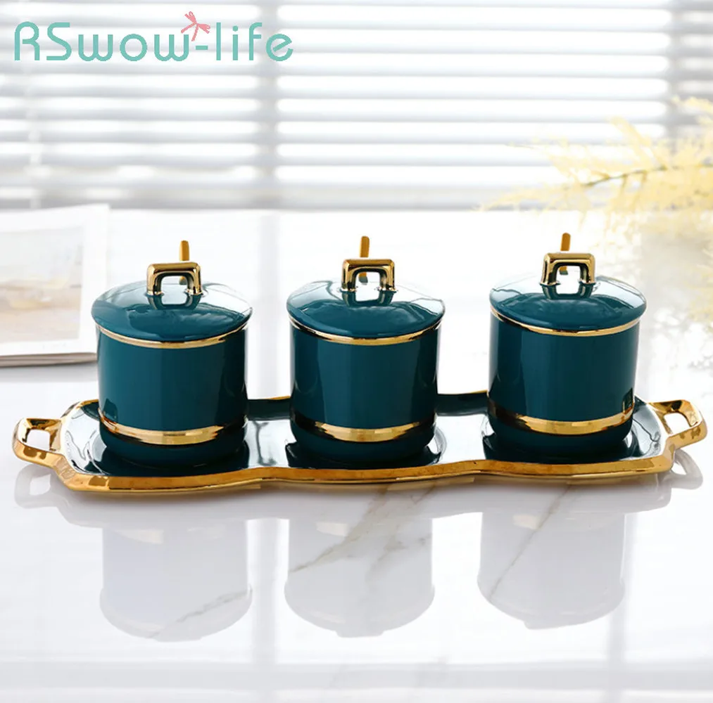 Роскошный светильник керамические горшки с изумрудами горшок для приправ 4 шт.