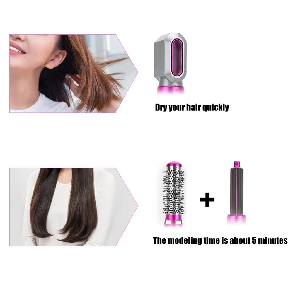 

Hair Dryer Comb 5 In1 Electric Blow Dryer Comb Hair Curling Wand Detachable Brush Hair Kit Negative Ion Hair Curler Straightener
