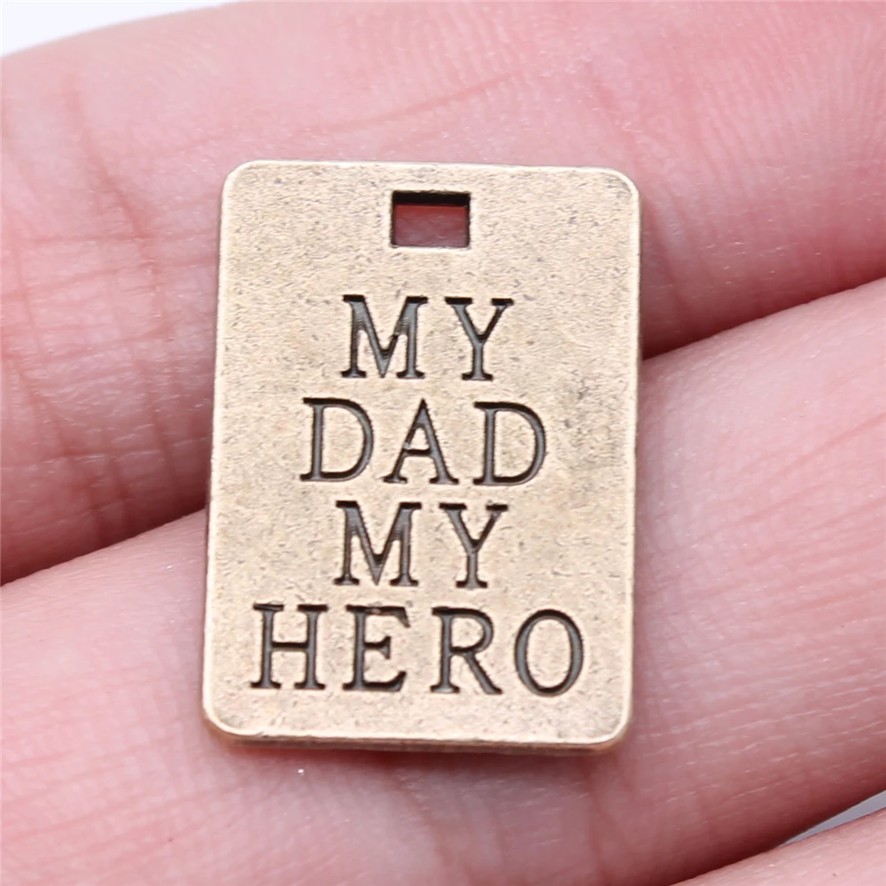 

WYSIWYG 5pcs Charms 22x16mm My Dad My Hero Pendants For DIY Jewelry Making Jewelry Findings Antique Bronze Color Alloy Charms