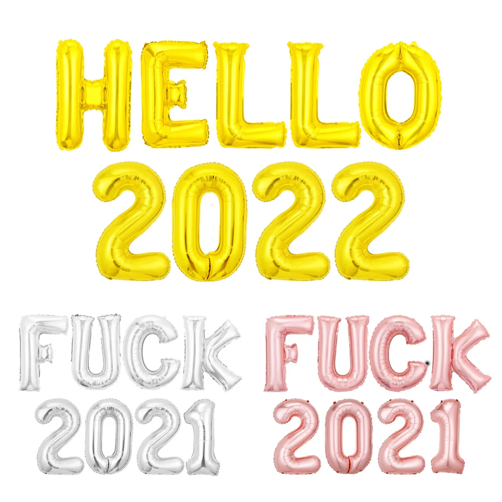 

Набор новогодних воздушных шаров Hello 2022 F ** K 2021