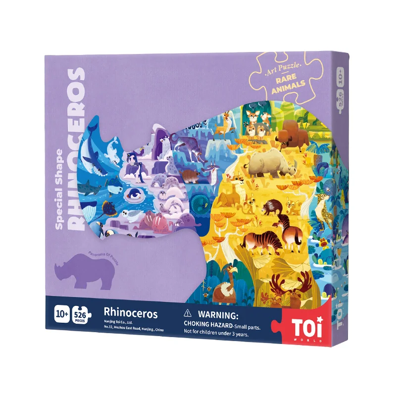 

Toi Kids Early Educational Baby Colorful Popular 526 Pieces Cartoon Rhinoceros Jigsaw Puzzles Paper Toys More Than 10 Years Old