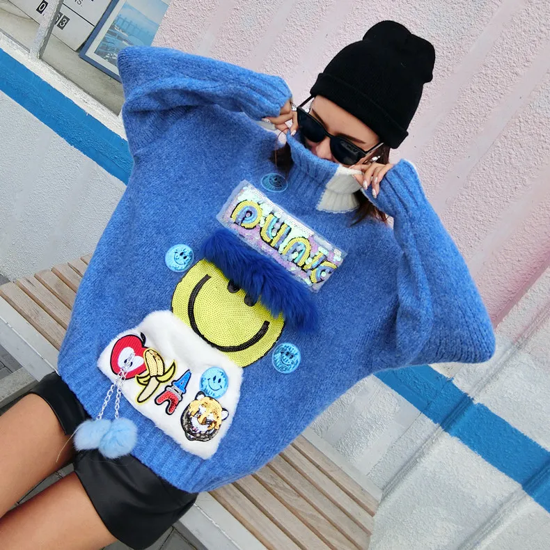 2 цвета свитер с пайетками пуловеры теплая зимняя водолазка трикотажная одежда