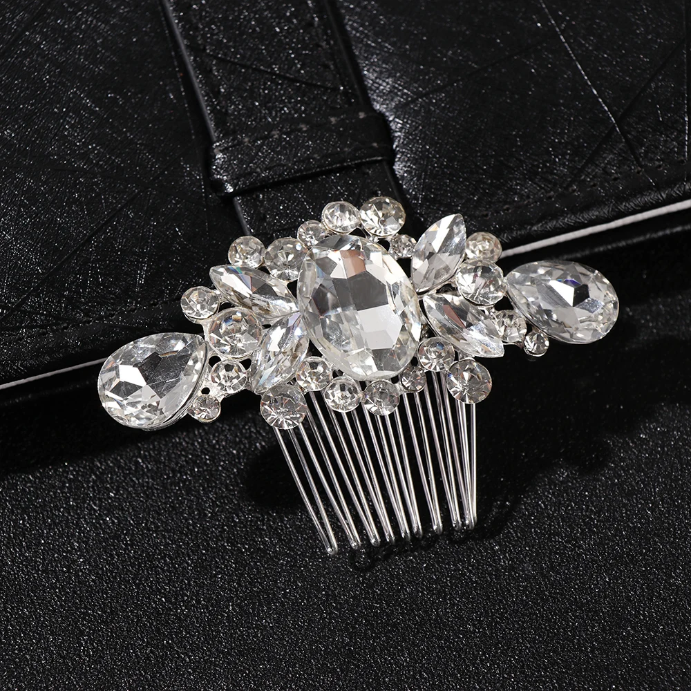 Женский свадебный золотой гребень для волос с розовыми кристаллами блестящий