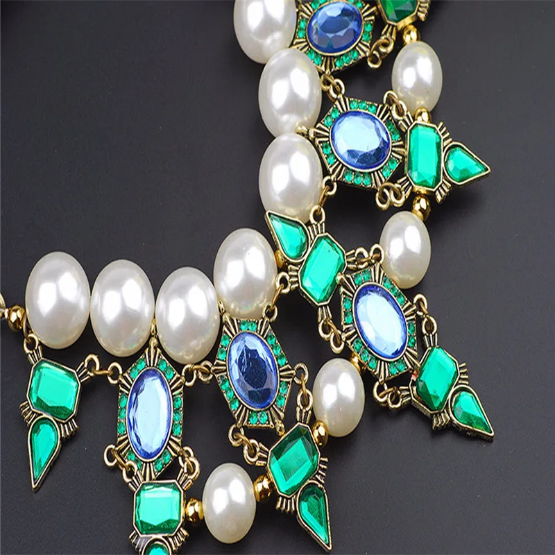 Модные ювелирные изделия 2019 ожерелье из жемчуга с крупным зеленым цирконием
