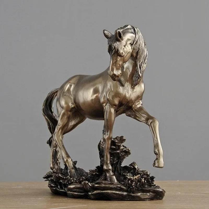

EUROPEAN STYLE FINE HORSE STATUE ABSTRACT ANIMAL FIGURINE BRONZE HORSE ART SCULPTURE RESIN CRAFTS HOME DECOR ORNAMENT R1370