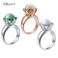 dropshipping queen ball crystal rings jewelry greenwhiterose gold stone profersional jewellery factory supplier womens ring