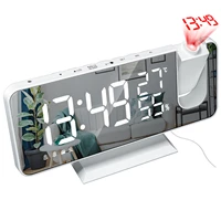 alarm clock with radio abs time projector temperature multi function electronic mirror screen usb wake up humidity led display