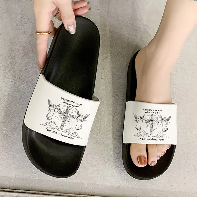

Jesus angel print women slippers Harajuku Lady slippers Summer Fashion Female Slipper Slide Sandals mujer