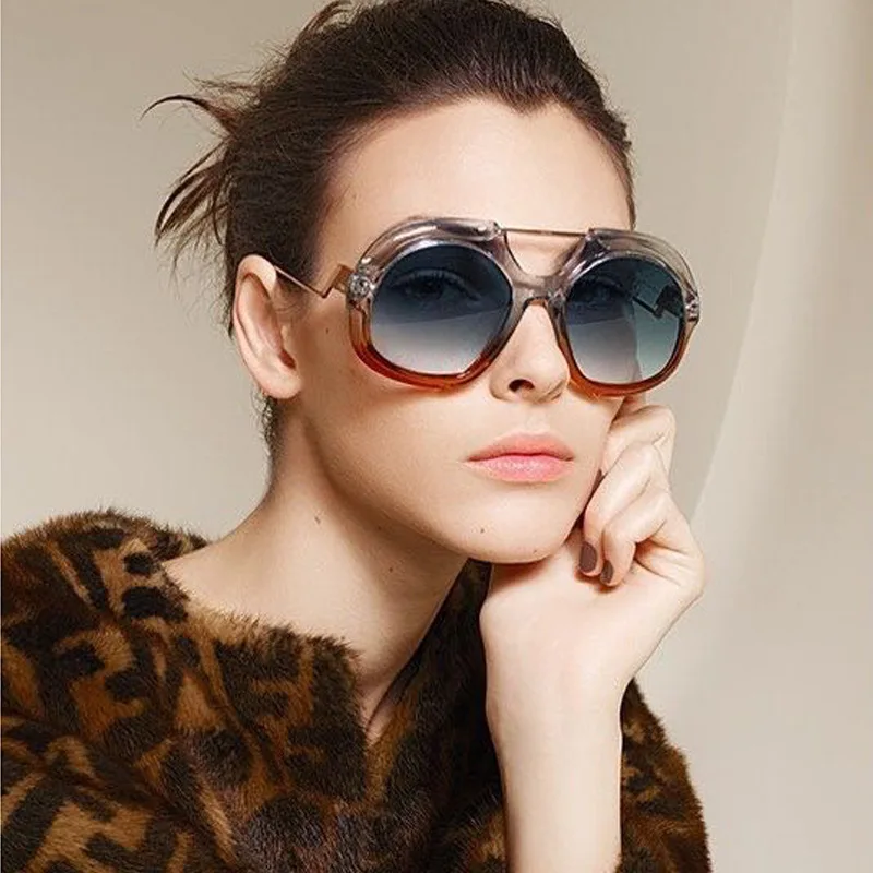 GIFANSEE женские солнцезащитные очки оверсайз круглые градиентные винтажные