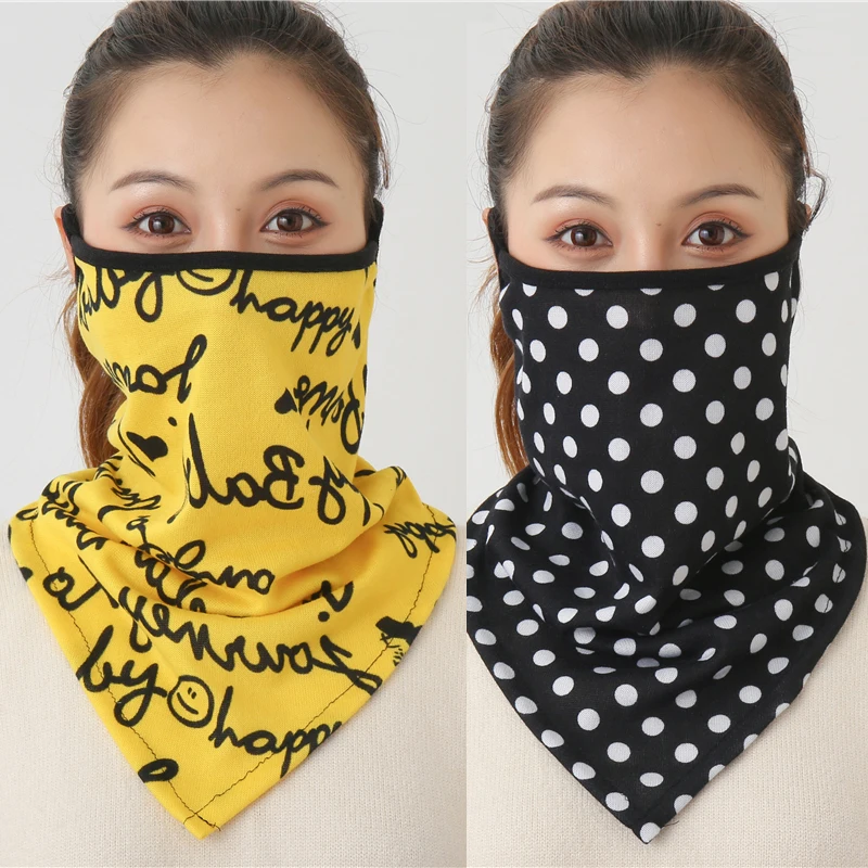 

Women Print Face Scarf Winter Spring Mask Female Bandana Designer Warm Foulard Cotton Soft Neck Scarves Ring Wraps Cover 2020