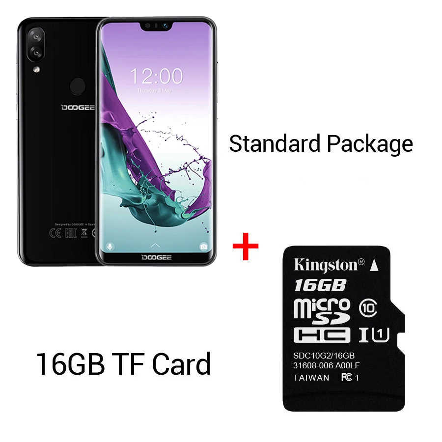 Black n 16GB Card DOOGEE N10 мобильный телефон Octa Core, 3 Гб оперативной памяти, Оперативная память 32GB Встроенная память 5,84 дюймов FHD+ 19:9 Дисплей 16.0MP Фронтальная камера 3360 мАч Android 8,1 4glte - Цвет: Black n 16GB Card