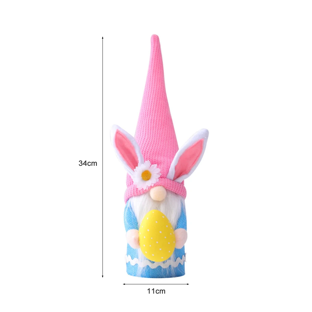 

2pcs Easter Bunny Doll Dwarf Home Decor Lovely Desktop Ornament Figurines PP Cotton Filler Appease Toys Lovely Fairy Figurines