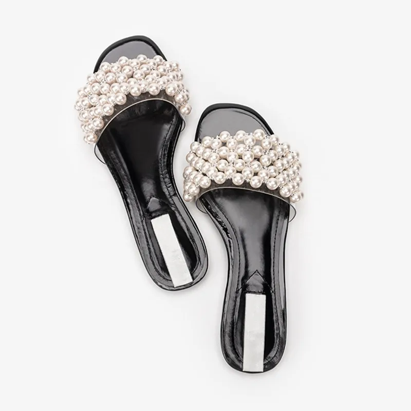 

Flat Shoes Female Woman's Slippers Rubber Flip Flops Slides String Bead 2021 Hawaiian Basic Spring PU Sexy Shoes Woman 2021 Stri