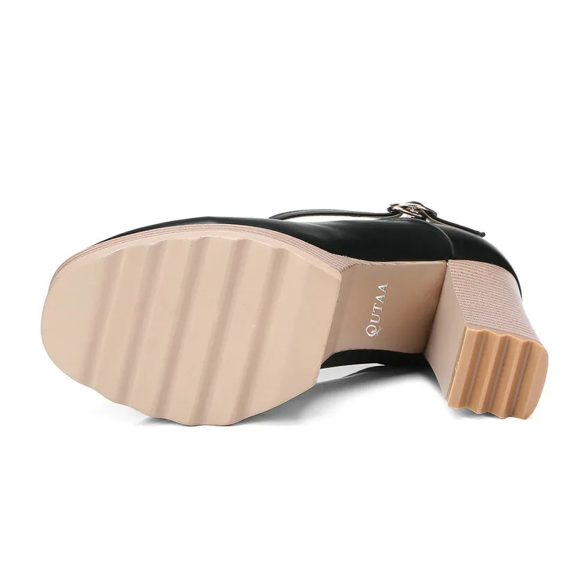 Женские туфли-лодочки QUTAA на платформе и высоком квадратном каблуке с пряжкой из