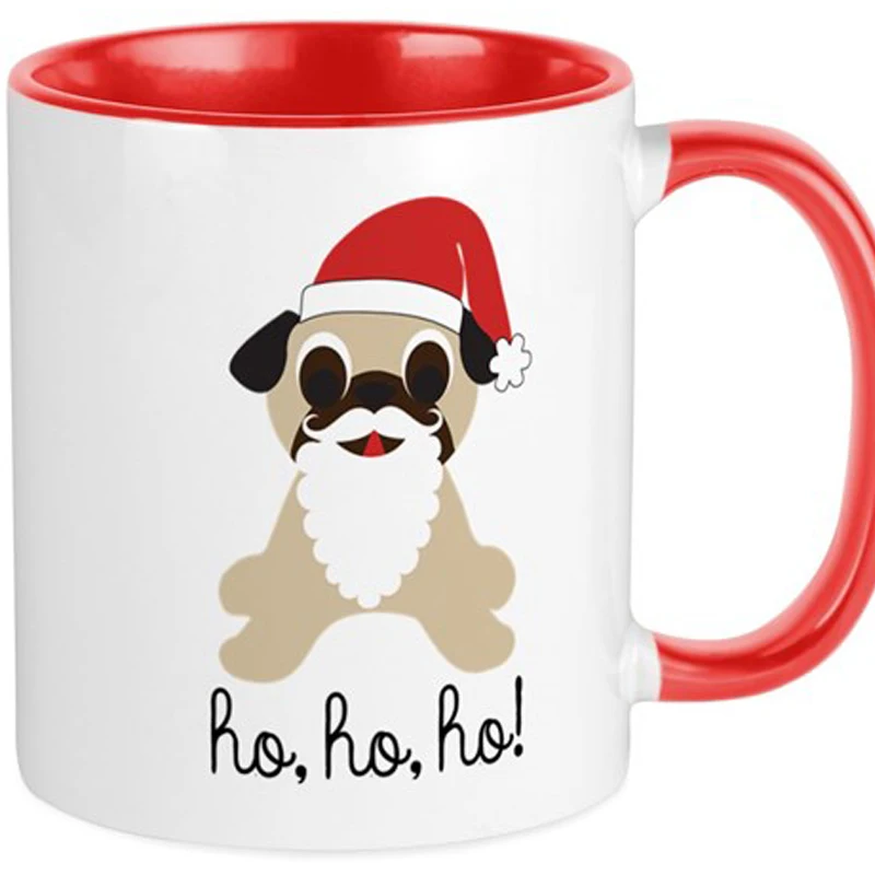 Santa Claus Pug Ho Ho Ho 11 Oz Ceramic Mug