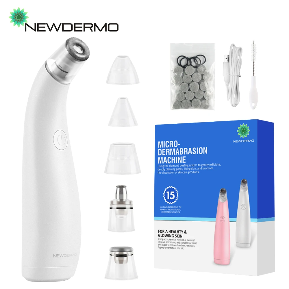 NEWDERMO Electric Blackhead Remover 5 Tips Vacuum Suction Face Pore Acne Cleanser Microdermabrasion Diamond Skin Beauty Tools