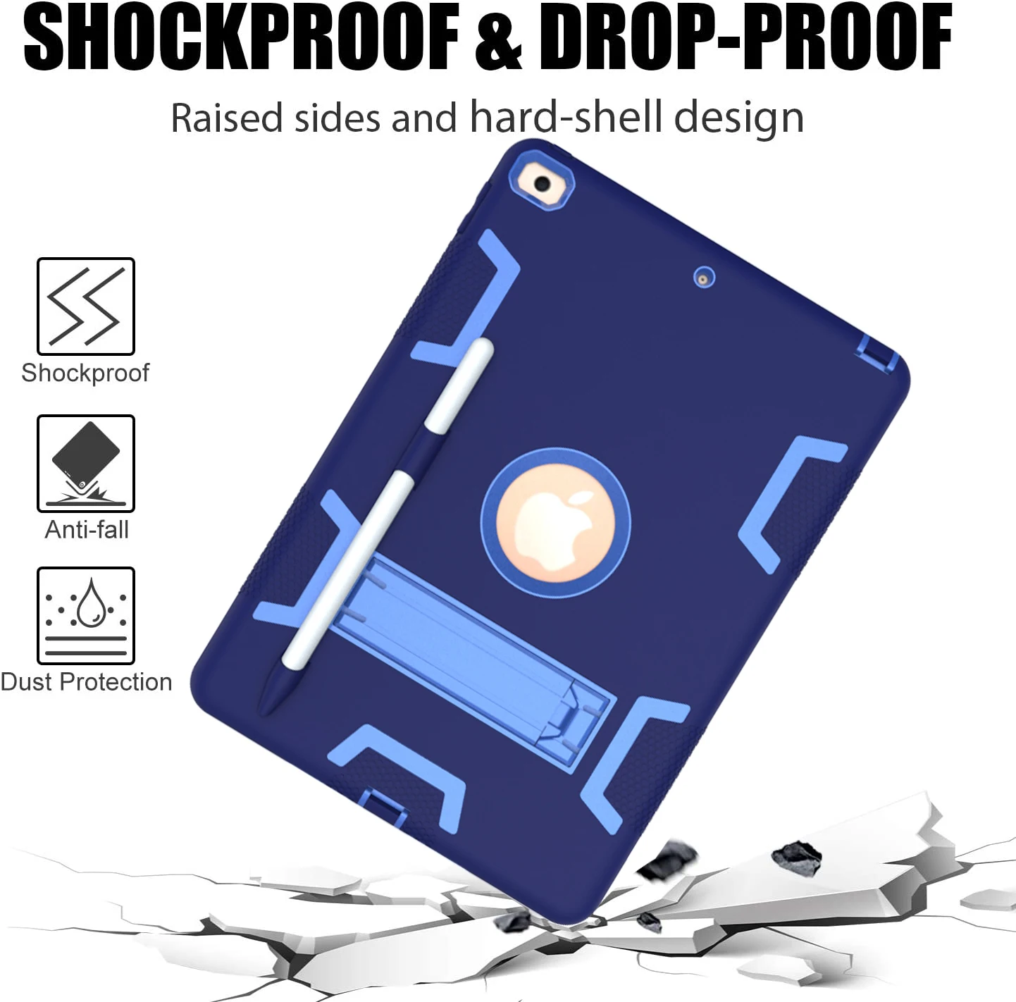 

Heavy Armor Case for iPad 10.2 7 8 th Case for iPad A2198 A2200 A2197 10.2" Tablet Cover Safe Heavy Duty Silicone Stand Cover