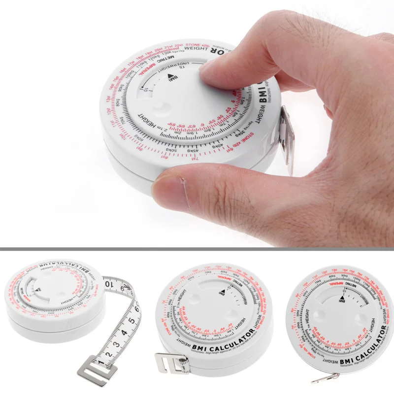 

69HF BMI Body Mass Index Retractable Tape 150cm Measure Calculator Diet Weight Loss