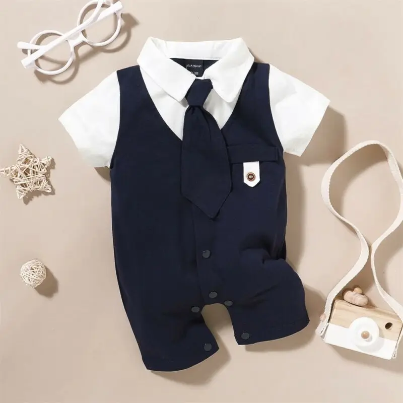 

Infant Baby Boy Romper Jumpsuit Bodysuit Wedding Formal Party Clothes Set 0-18M