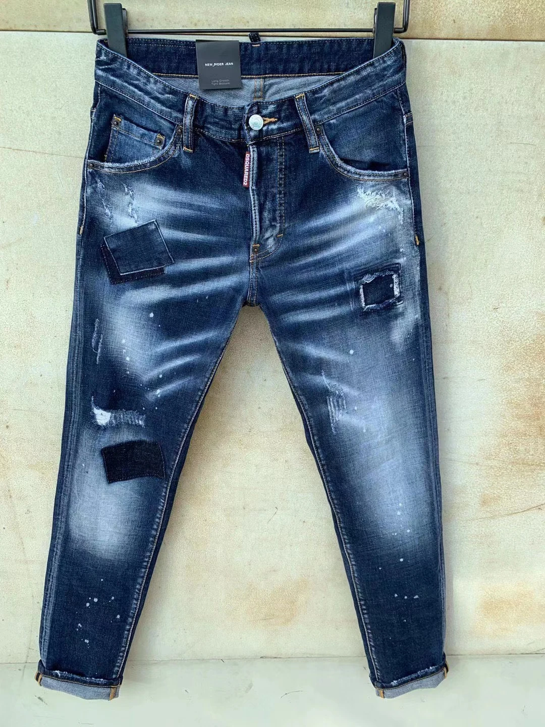 

2021 Men's DSQUARED2 Fashion Motorcycle Ripped Paint Jeans 9111