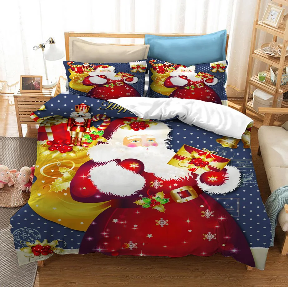 

Santa Claus And Dog 3D Print Comforter Bedding Set Merry Christmas Gift Queen Twin Single Size Duvet Cover Set Pillowcase Luxury