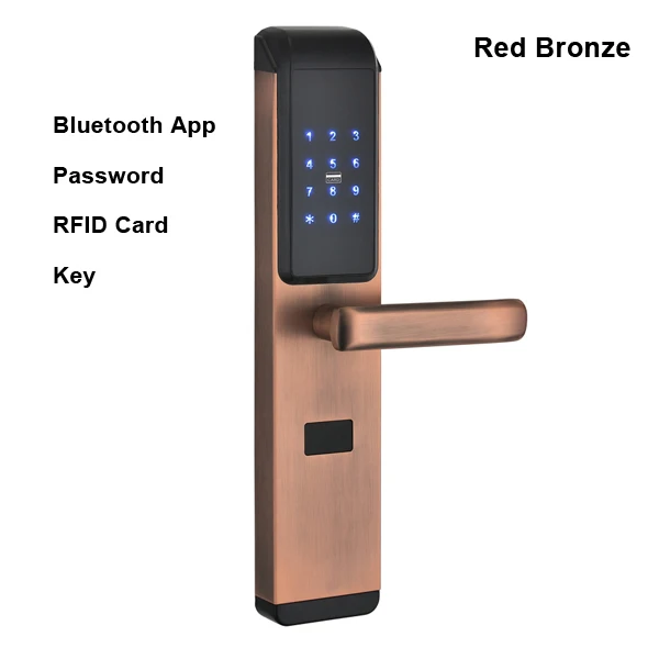 Red Bronze Безопасность Смарт биометрический отпечаток пальца цифровой код RFID карты электронный дверной замок с Bluetooth App WiFi для дома - Цвет: Red Bronze