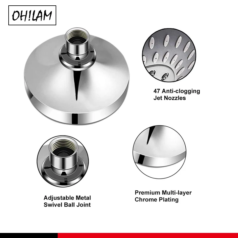 high pressure fixed shower head 5 setting bathroom showerhead 4 inch high flow shower head adjustable metal swivel ball joint free global shipping