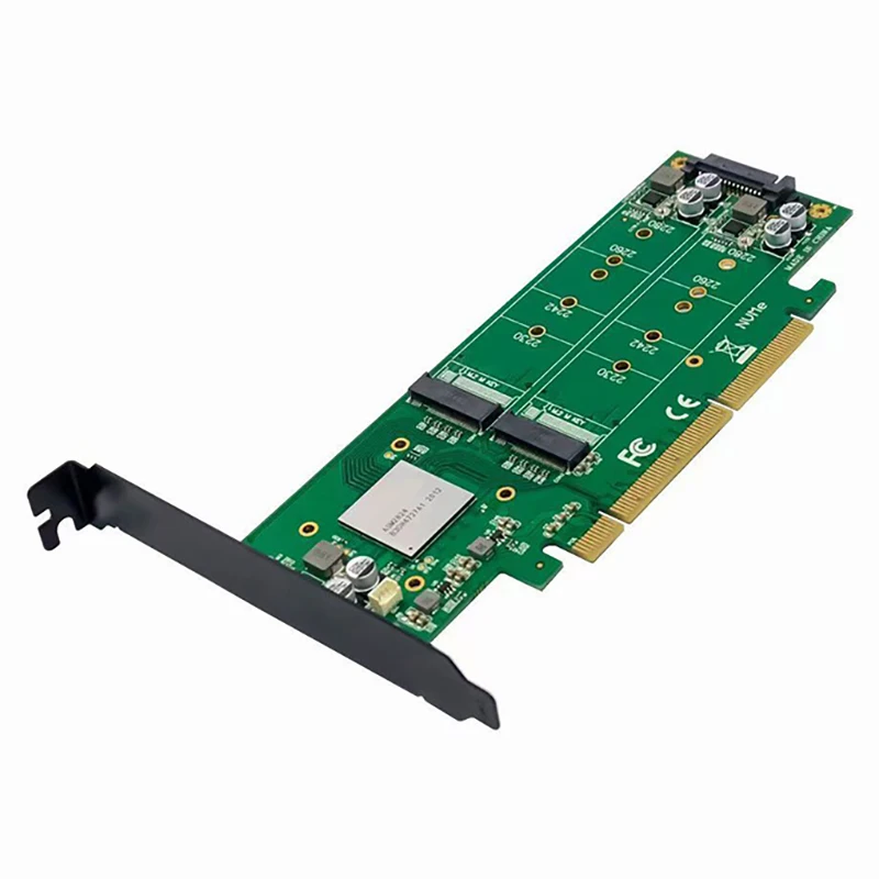 

RETYLY-PCIe3.0 X16 ASM2824 Expansion Card 4-Port M.2 NVME SSD Four-Channel MKEY NVME Expansion Card Adapter PCI-E Converter