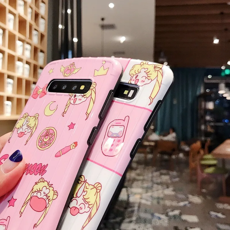 Противоударный чехол с рисунком Сейлор Мун для samsung Galaxy S10 Plus S8 S9 Модный 3D багажный