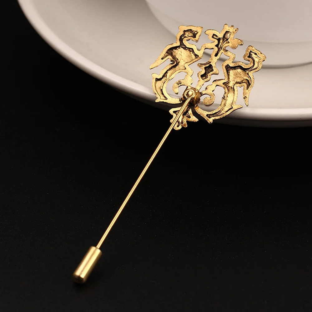 Высокое Качество Винтаж Двойной костюм с изображением Льва булавки для мужчин