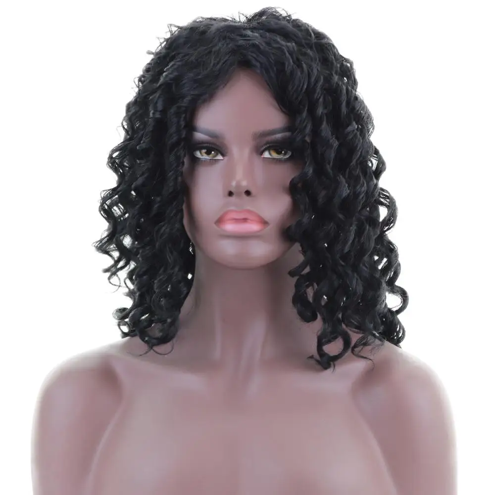 

Free Beauty 22'' Long Black Burgundy Bouncy Curly Synthetic Wigs for Black Women 1970s Cosplay Party Costume Daily Make up