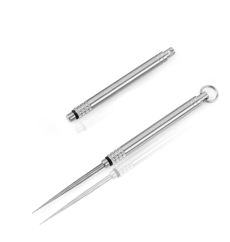 

Titanium outdoor edc portable multifunctional toothpick bottle fruit fork camping tool toothpick tube stronger than dental floss