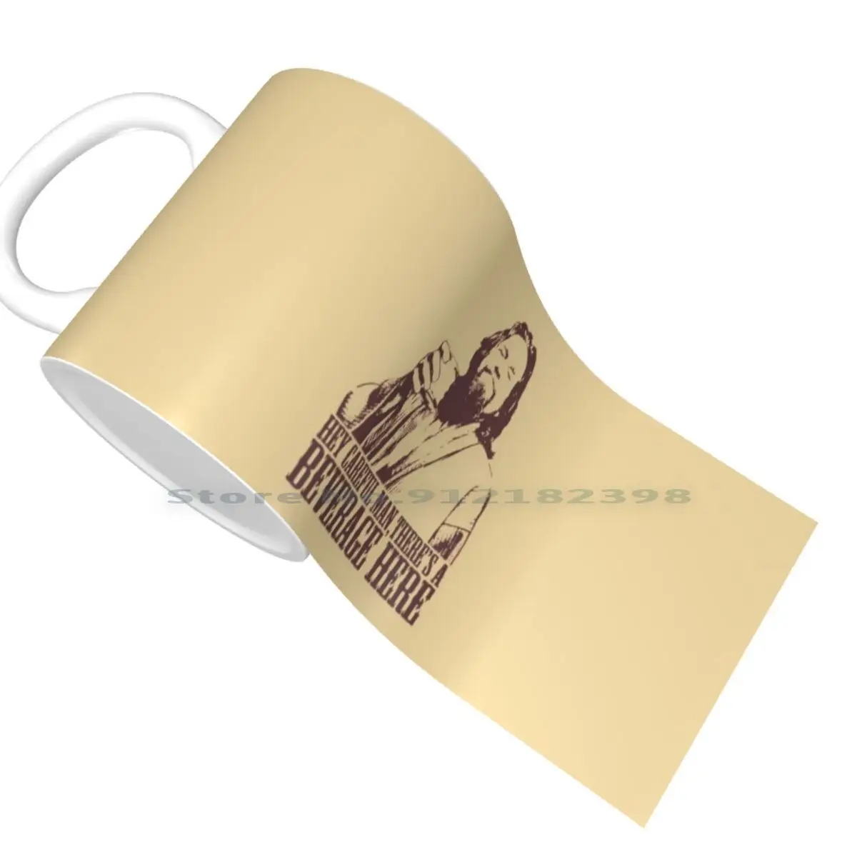 Большие лебоуски аккуратный человек здесь Футболка с напитком керамические