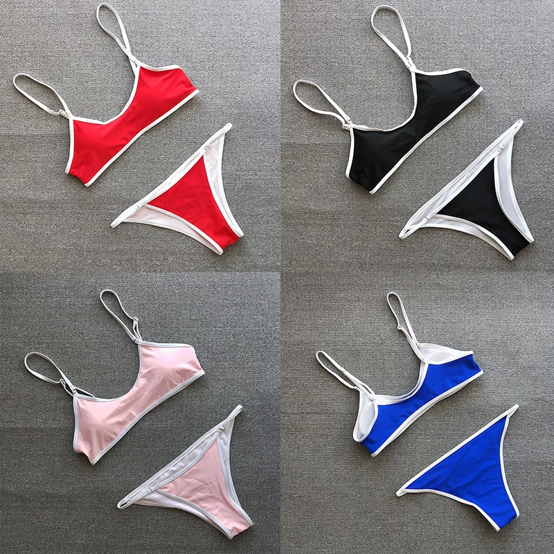 Женский купальник бикини однотонный с микро пляжная одежда 2019|Купальники| |