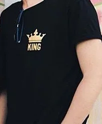 King Футболка с буквенным принтом King queen, свободная футболка с коротким рукавом и круглым вырезом, летняя женская футболка - Цвет: King