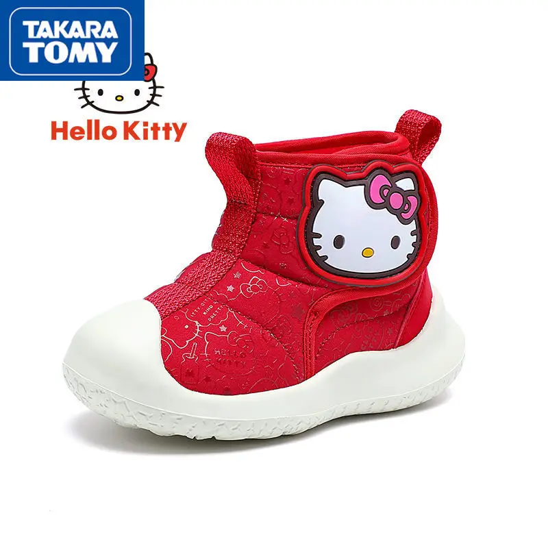

TAKARA TOMY модные Мультяшные Hello Kitty зимние сапоги простые и удобные дышащие детские бархатные теплые хлопковые ботинки
