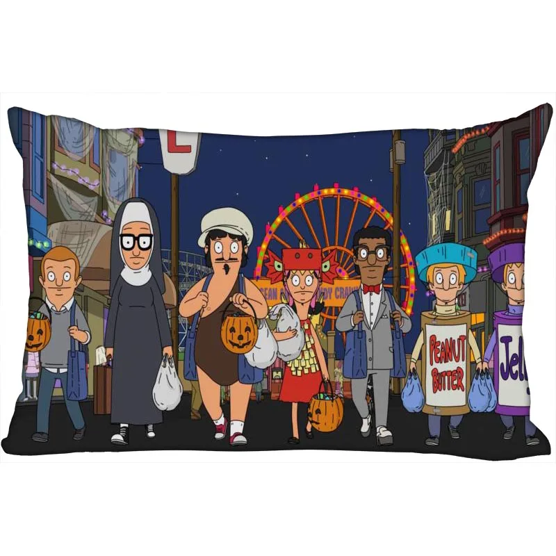 

HOT SALE Bobs Burgers Pillow Cover Bedroom Home Office Decorative Pillowcase Rectangle Zipper Pillow cases Satin Soft No Fade