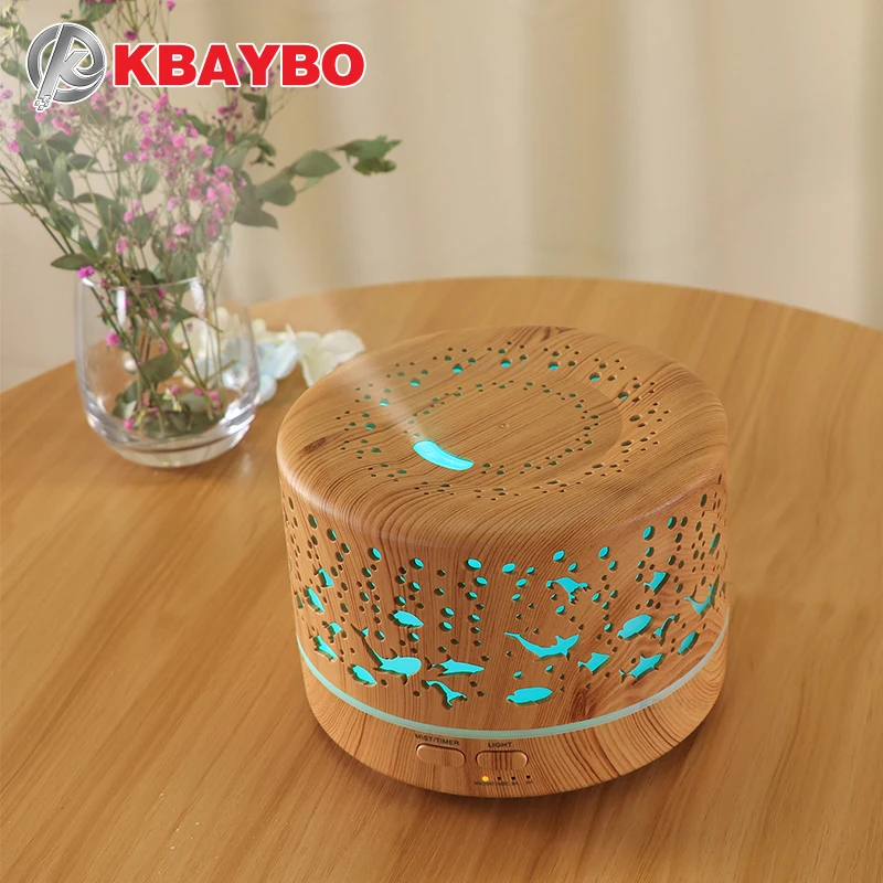 

KBAYBO Ultrasonic Diffuser Electric Essential Oil Diffuser Air Humidifier cool mist wood grain 7 colors LED night light home