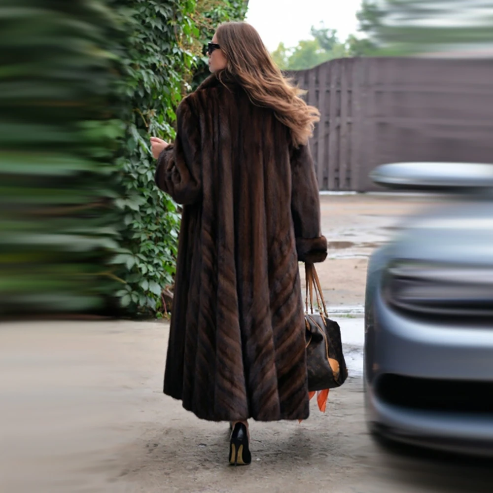 TOPFUR New Fashion Winter Female Long Coats Loose Real Fur Coat For Women Full Sleeves Natural Mink Fur Outerwear & Coats