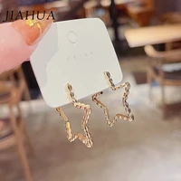 1 pair trendy trend 925 silver needle alloy star shape dangle earrings for women girls geometry jewelry accessories party gift