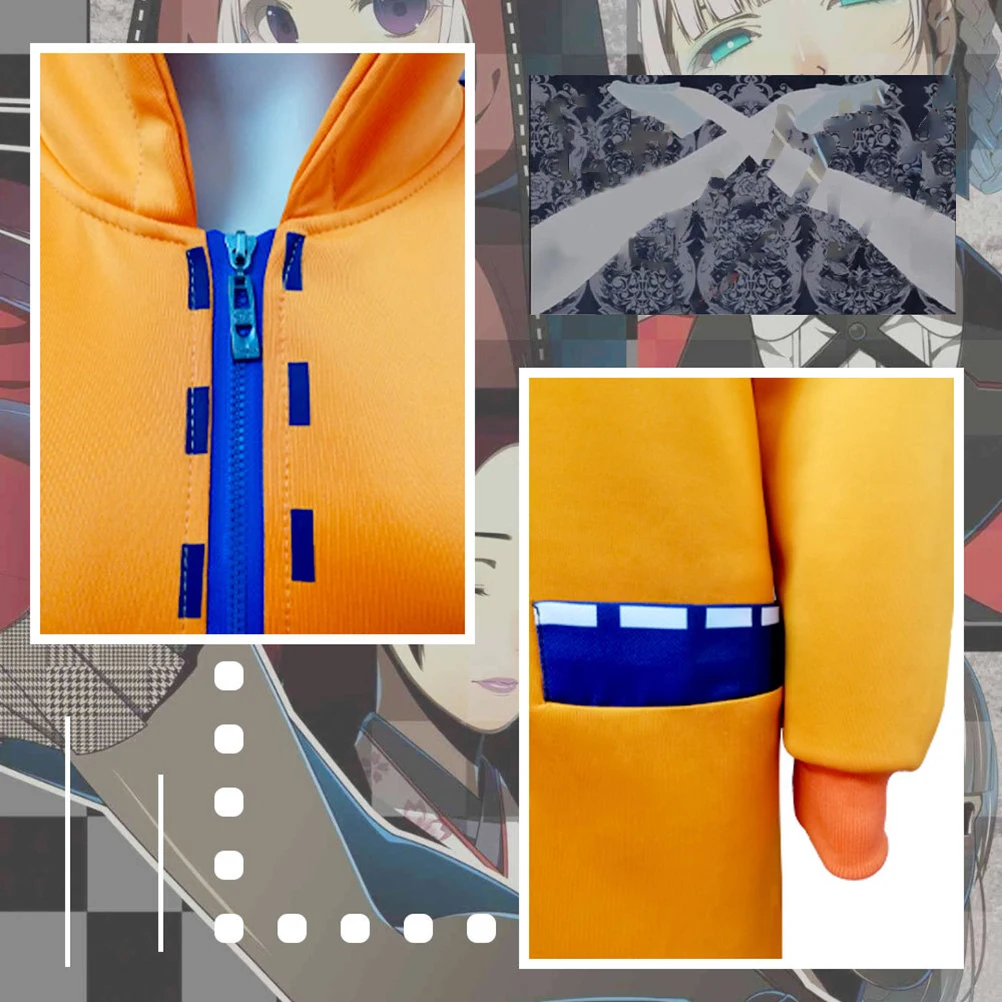 Женский костюм для косплея Yomoduki Runa из японского аниме Kakegurui оранжевое пальто с