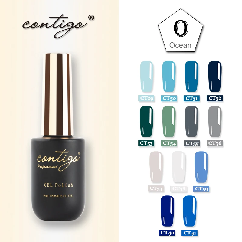 Contigo Bluesky серия УФ комплект гель-лака Полупостоянный лак Гибридный гвоздь лак маникюр дизайн резиновая основа Топ гель лак для ногтей - Цвет: (29-41)Ocean Set